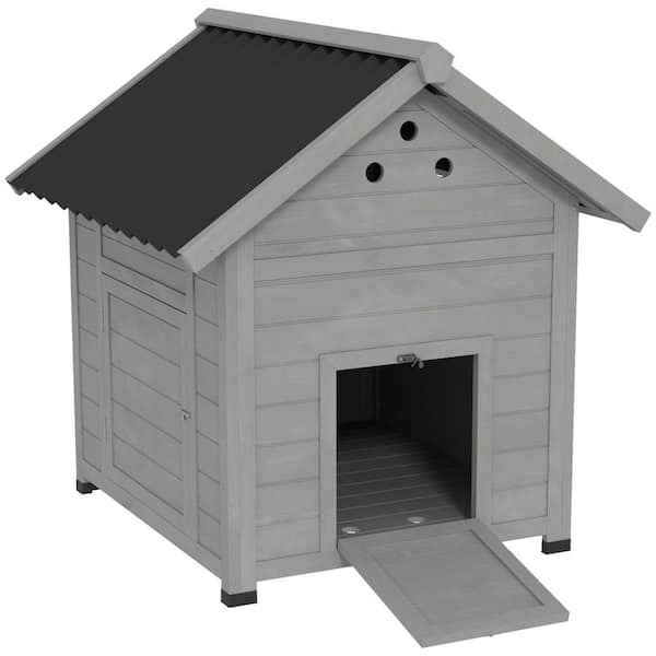 Duck Coop, Wooden Duck House, Outdoor Small Animal House with Openable Roof, Double Doors, Removable Base for 1-3 Ducks