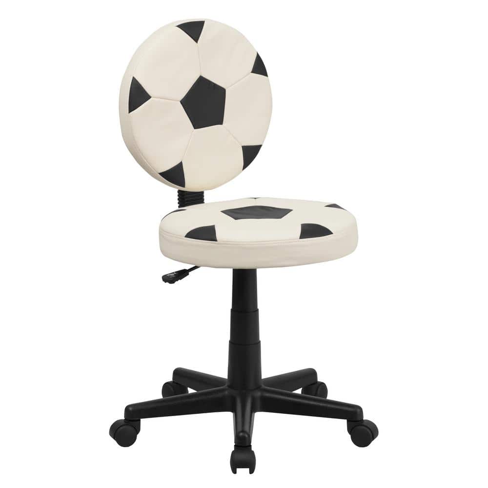 Soccer Ball Swivel Task Chair in Black and White Vinyl