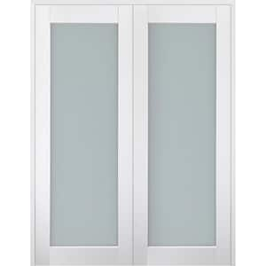 Smart Pro 36 in. x 80 in. Both Active Frosted Glass Polar White Wood Composite Double Prehung French Door