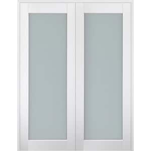 Smart Pro 56 in. x 80 in. Both Active Frosted Glass Polar White Wood Composite Double Prehung French Door