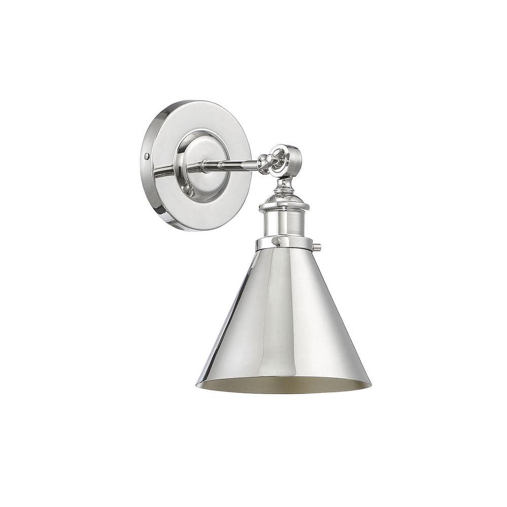 Glenn Polished Nickel 7"x12" Direct Wired Wall Sconce