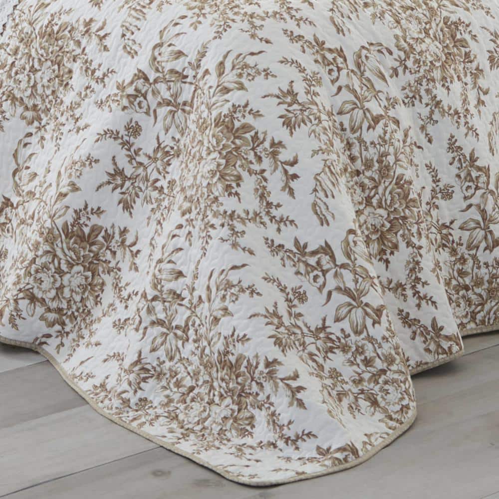 Mocha King Cotton Reversible Quilt Set with Trim