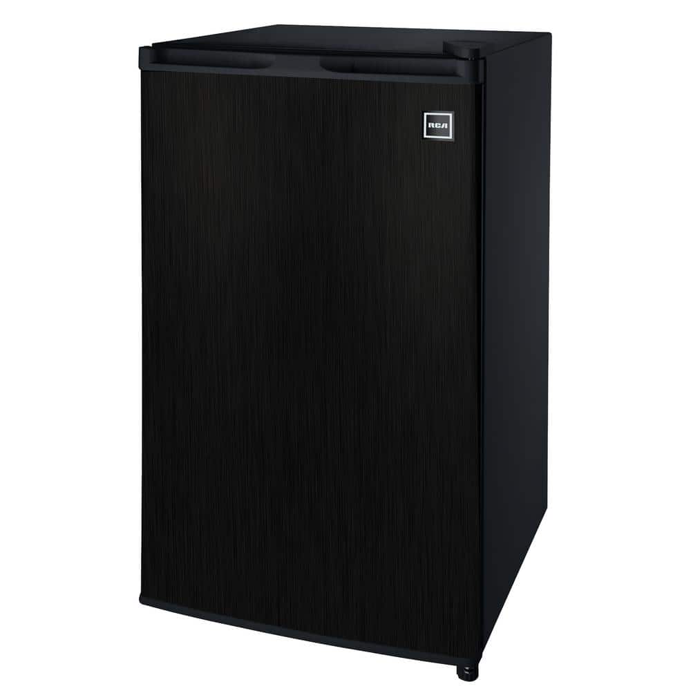 RCA RFR335, 3.2 Cu Ft Compact Design Mini Fridge with Freezer, Stainless,  Black SS