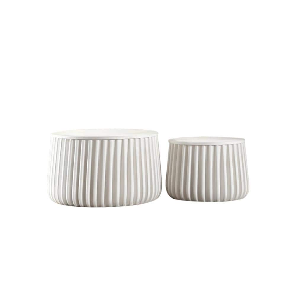 White Round Coffee & Accent Table Set with Lift-Off Lid,Nesting Design Storage Table for Living Room price history on PriceWatchPro