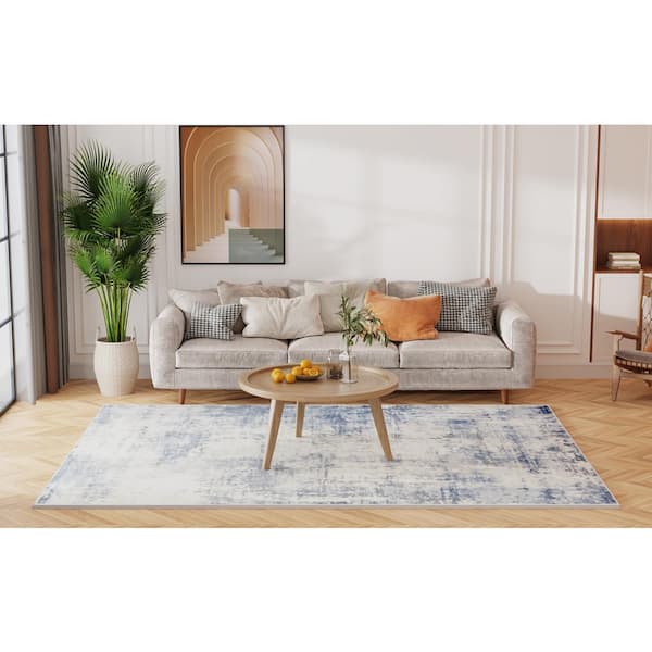 Modern Abstract Area Rug,5'2 x 7',Blue/Orange Alfombras para sala