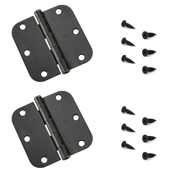 Onward 3-1/2 in. x 3-1/2 in. Oil-Rubbed Bronze Full Mortise Butt Hinge with Removable Pin (2-Pack)