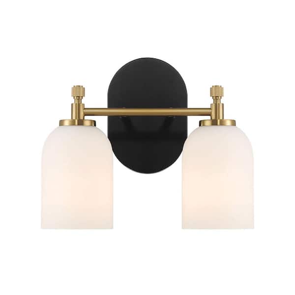 Jushua Vortex 10.4 in. 2-Light Traditional Integrated LED Vanity Light Wall Sconce, Golden