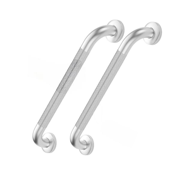 15.75" Non-Slip Shower Grab Bar with Knurled Grip, Heavy Duty, Sturdy, for Elderly, Pregnant, Children in Brushed