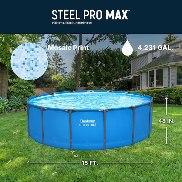 Steel Pro MAX 15 ft. Round 48 in. Deep Above Ground Pool