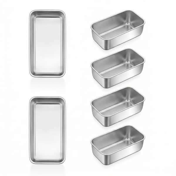 Mini 6-Cup Stainless Steel Loaf Pan Set for Bread Cake Brownies Baking Nonstick Dishwasher Safe 6 Piece