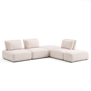 Fairwind 116 in. Armless 5-Piece Chenille L-Shaped Modular Sectional Sofa in Light Brown With Extendable Backrest