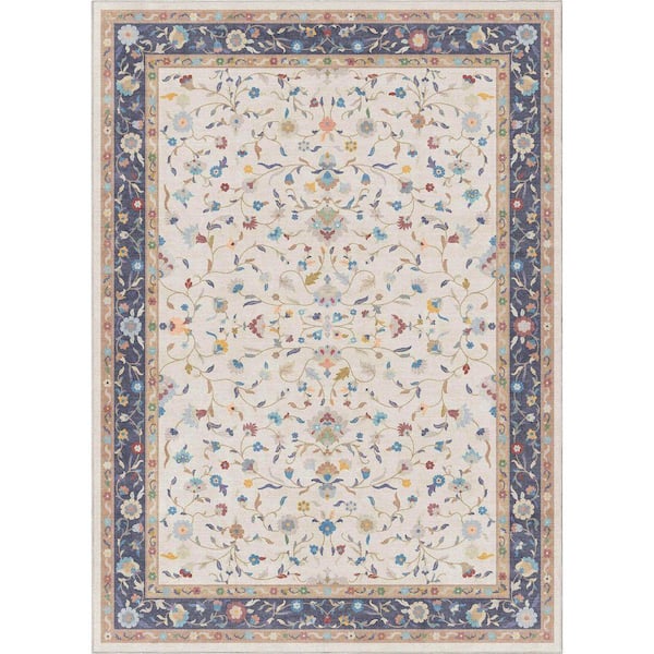 Crayola Traditional Floral Elegance Traditional, Oriental, Ivory Multi 5 ft. x 7 ft. Area Rug