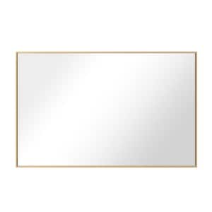 40 in. W x 27 in. H Modern Medium Rectangular Aluminum Framed Wall Mounted Bathroom Vanity Mirror in Gold