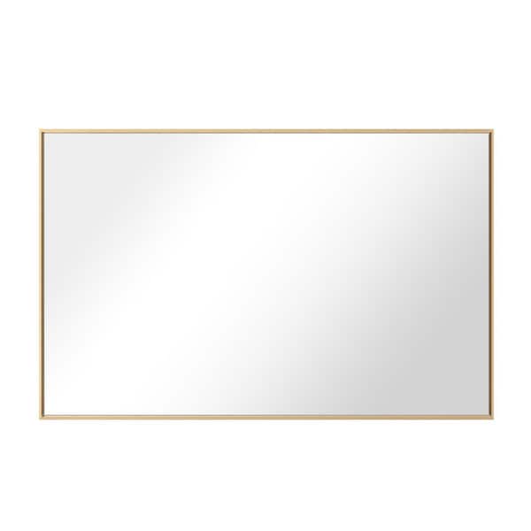 GETLEDEL 40 in. W x 27 in. H Modern Medium Rectangular Aluminum Framed Wall Mounted Bathroom Vanity Mirror in Gold