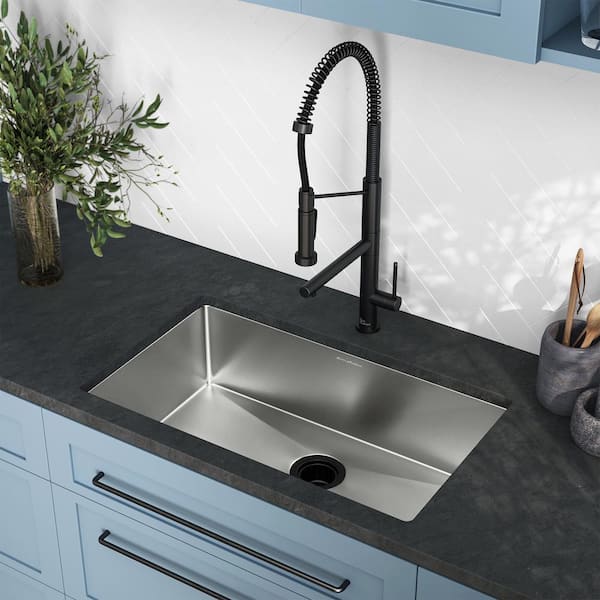 Rivage Undermount Stainless Steel 30 in. x 18 in. Single Basin Kitchen Sink