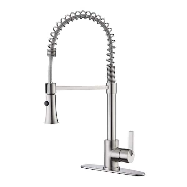 Ultra Faucets Euro Spring Spout Single-Handle Pull-Down Sprayer Kitchen ...