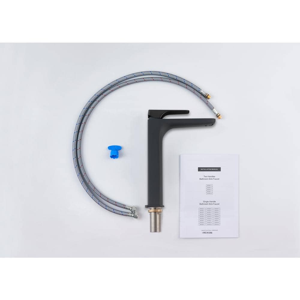 Matte Black High-Arc Brass Bathroom Faucet