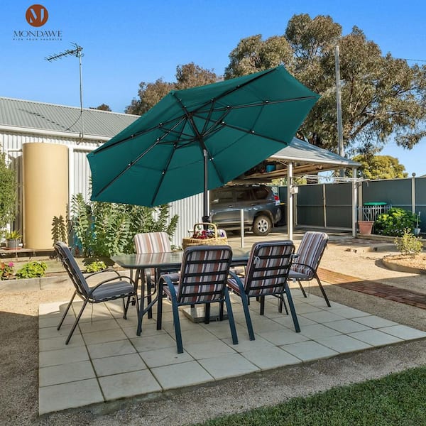 10 ft. Aluminum Pole Outdoor Market Tilt Patio Umbrella 3-Tiers Vented Umbrella in Turquoise