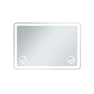 Timeless Home 60 in. W x 42 in. H Modern Metal Framed Magnifying LED Wall Bathroom Vanity Mirror in Glossy White