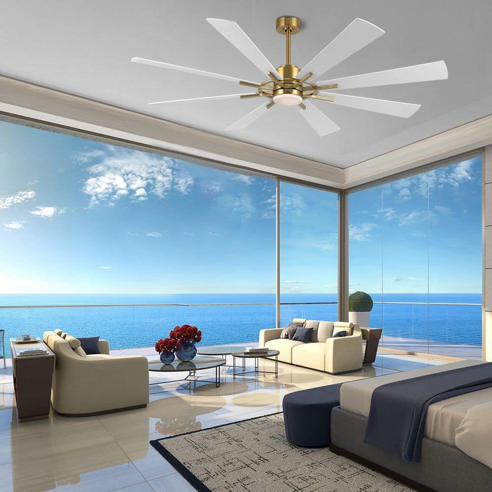 72 in. 8-Plywood White Blade Dc Motor Indoor Downrod Gold Standard Ceiling Fan with Remote Integrated LED price history on PriceWatchPro