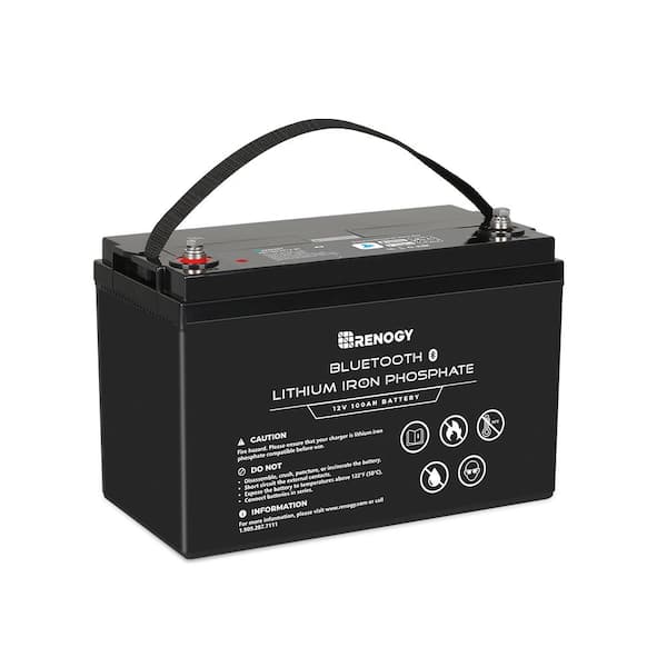 12V 100Ah LiFePO4 Deep Cycle Lithium Battery w/ Built-In Bluetooth BMS 2000  Cycles, Backup Power Perfect for Off-Grid