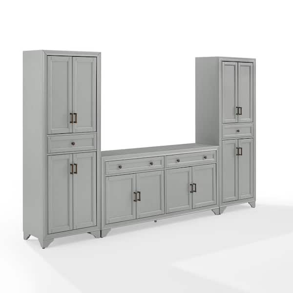 CROSLEY FURNITURE Tara 108.5 in Gray Entertainment Center with 4 Drawers Fits TV's up to 65 in with Cable Management