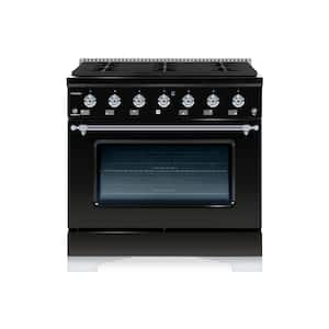 CLASSICO 36 in. 6 Burner Freestanding Single Oven Gas Range with Gas Stove and Gas Oven in Black Stainless Steel