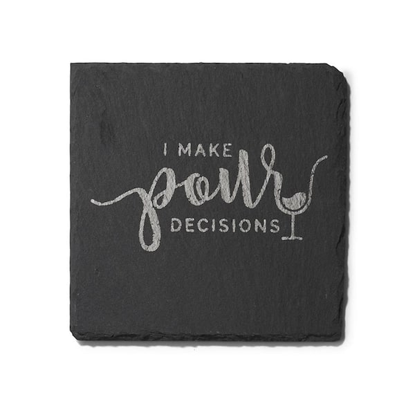 American Atelier Cloud Wine Slate Coasters Silver Set Of 4, Square 4 x 4 in.