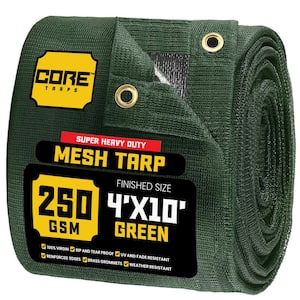 4 ft. x 10 ft.  Green 250 GSM 7.5 OZ Heavy Duty Mesh Tarp, UV Resistant