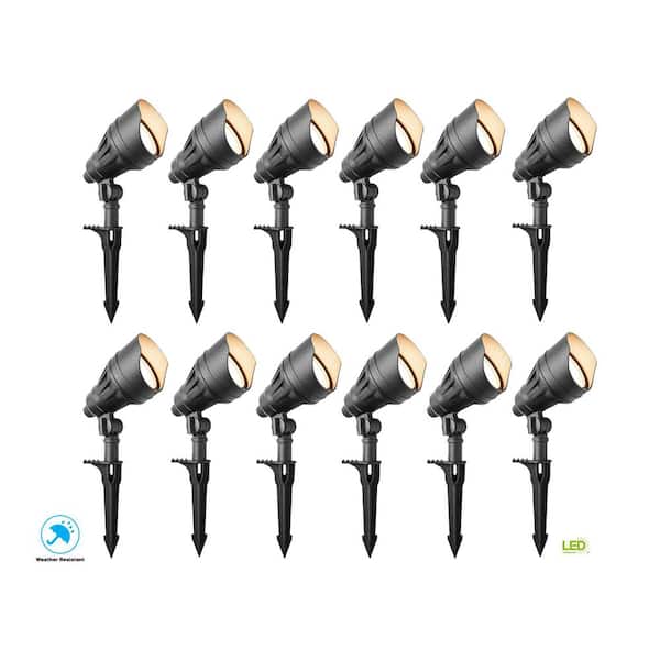 390 Lumen Millennium Black Hardwired Integrated LED Outdoor Landscape Flood Lights with Adjustable Light Color (12-Pack)