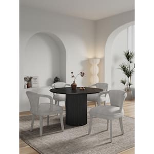 Hathaway and Palmer 5-Piece Round Black and Silver Lining Ash Wood Top Dining Room Set Seats 4