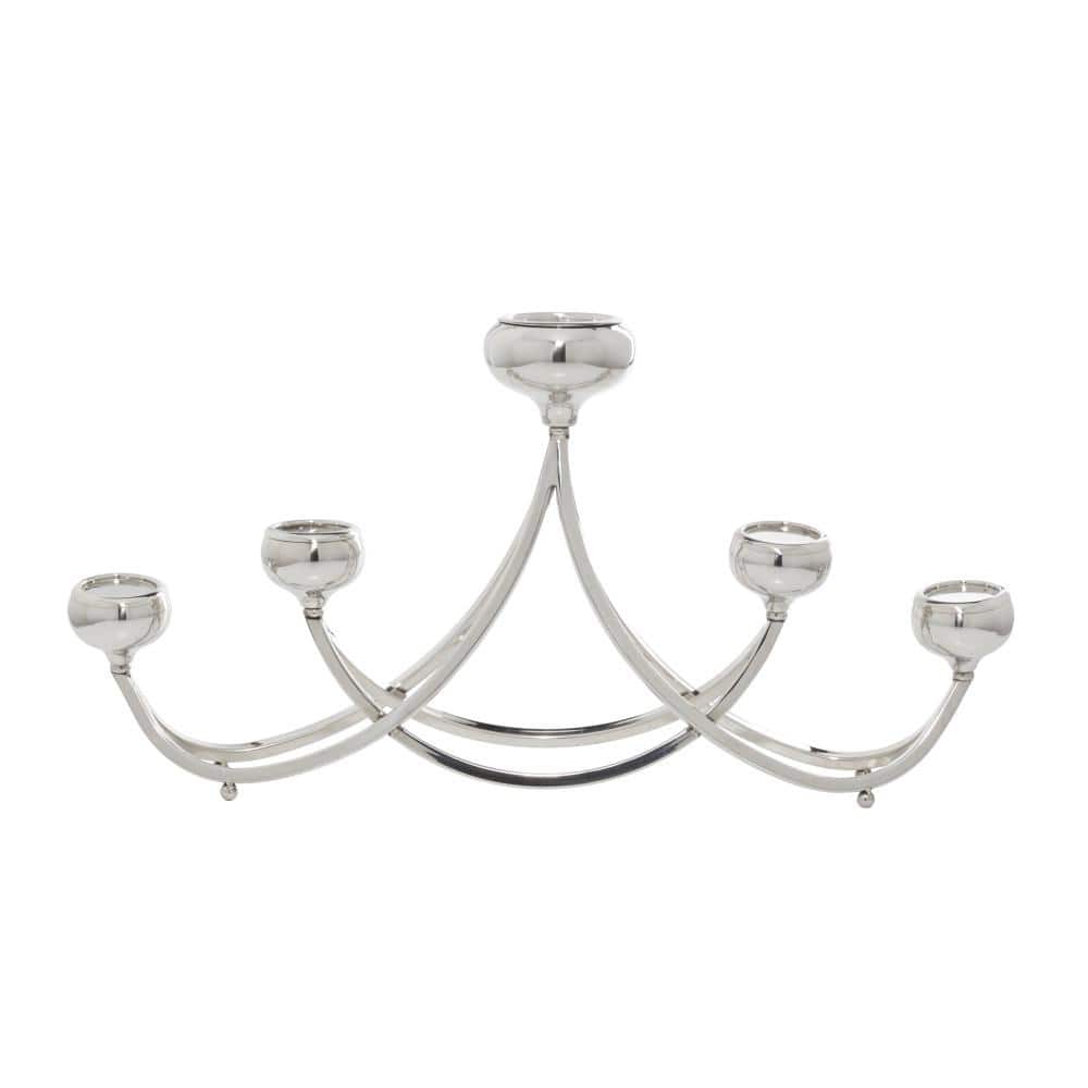 Silver Stainless Steel 28" 6-Holder Candelabra
