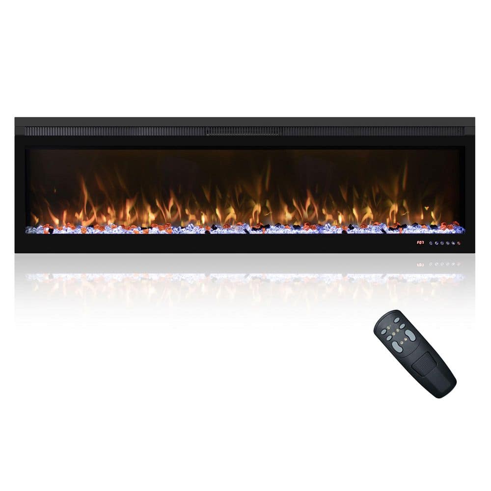 Boyel Living 72 in. Wall Mounted Electric Fireplace in Black with