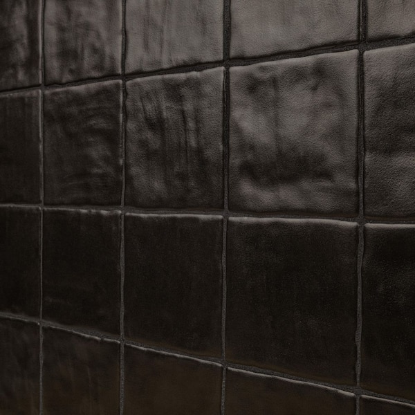 MSI Zelyge Midnight Black 4 in. x 4 in. Satin Ceramic Zellige