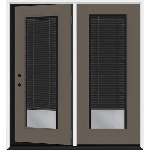 Legacy 72 in. x 80 in. Full Lite Clear Glass Noir MB Kindling RH Center-Hinged Fiberglass Retro Patio Door with 4"Jamb