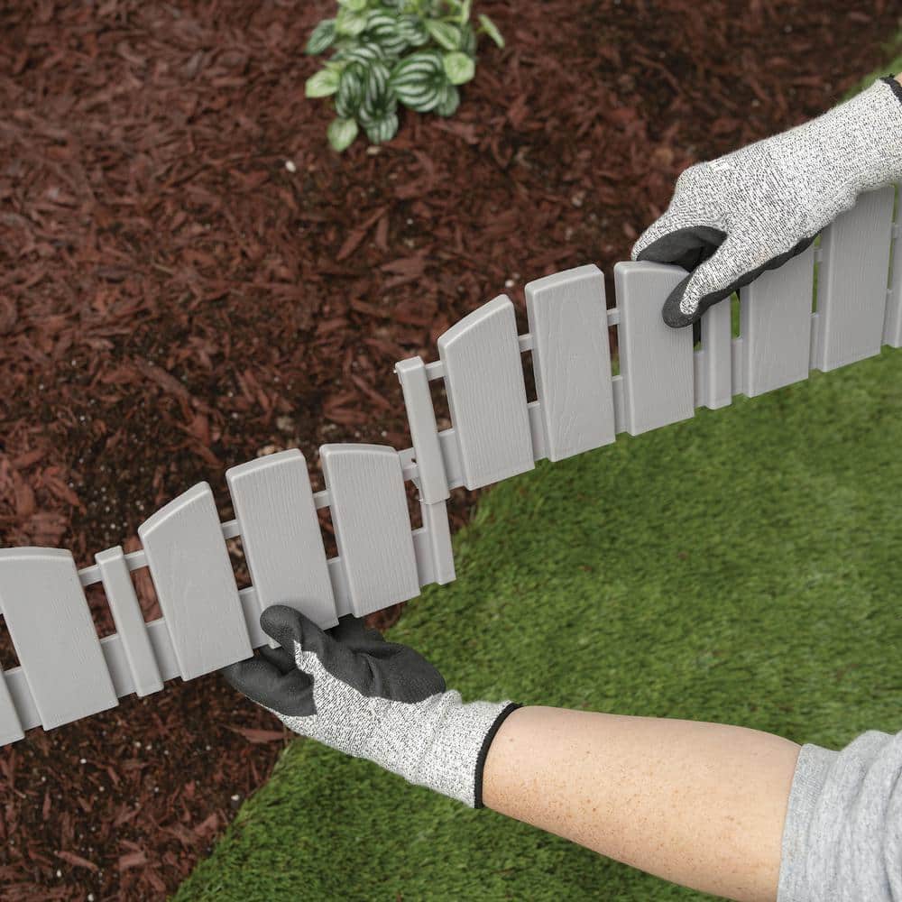 Gray 60 ft. No-Dig Plastic Adirondack Landscape Edging Kit