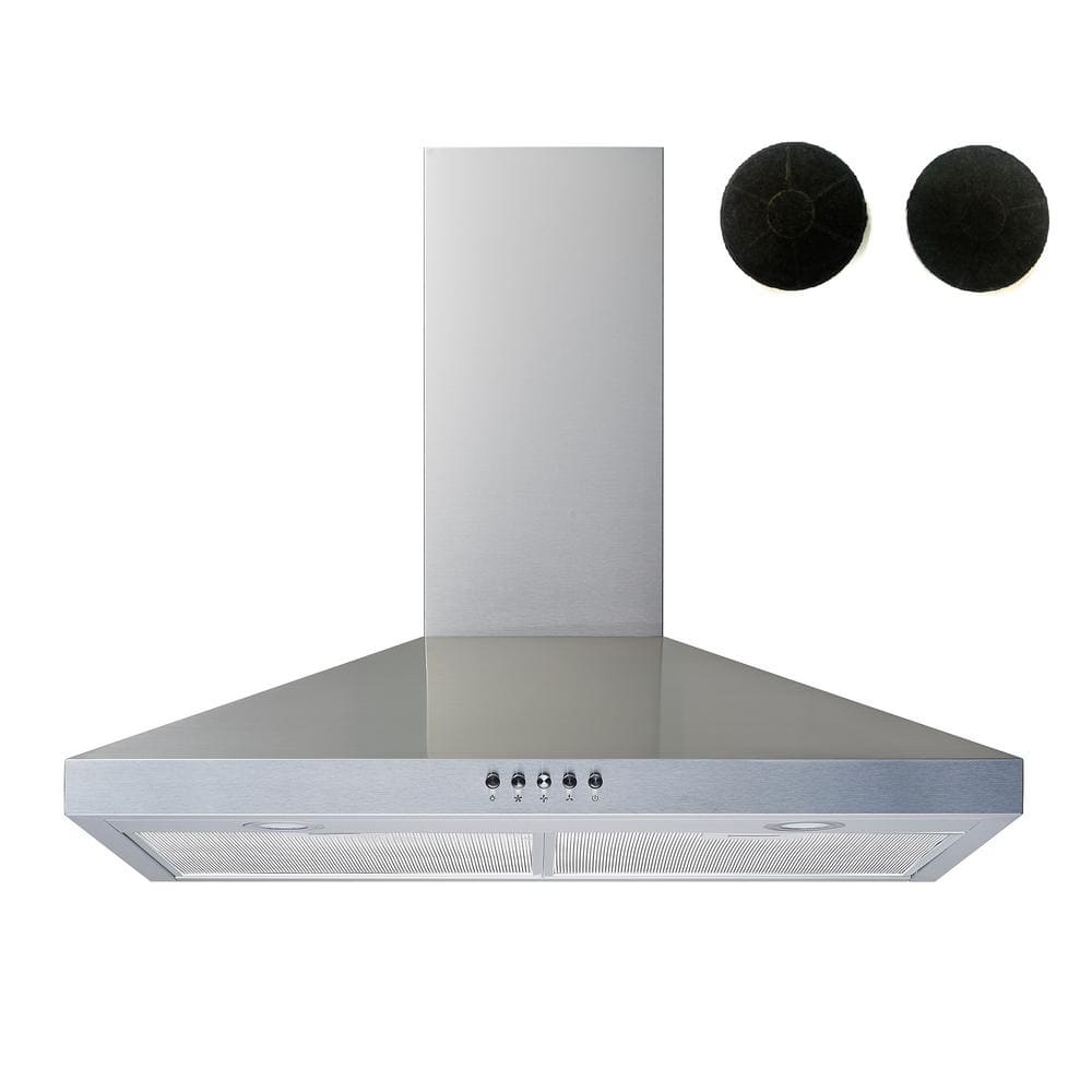 Golden Vantage 30 in. 217 CFM Convertible Black Painted Stainless Steel  Wall Mount Range Hood with LED and Carbon Filters RH0474 - The Home Depot