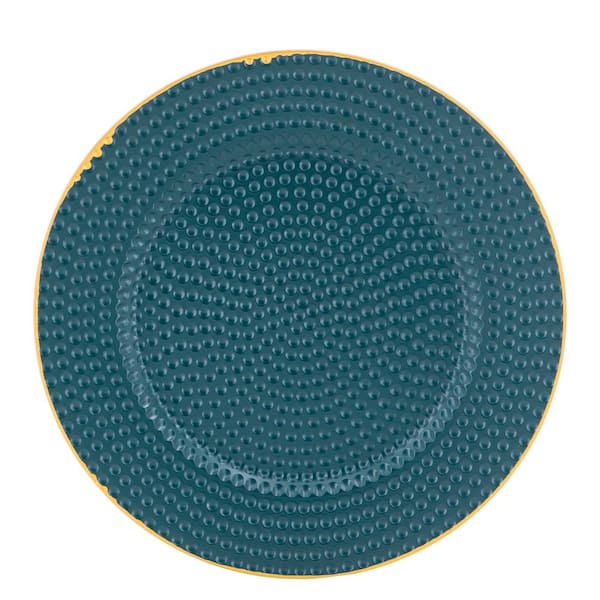 A & B Home Blue Round Polypropylene 13 in. Decorative Platter (Set of 8)