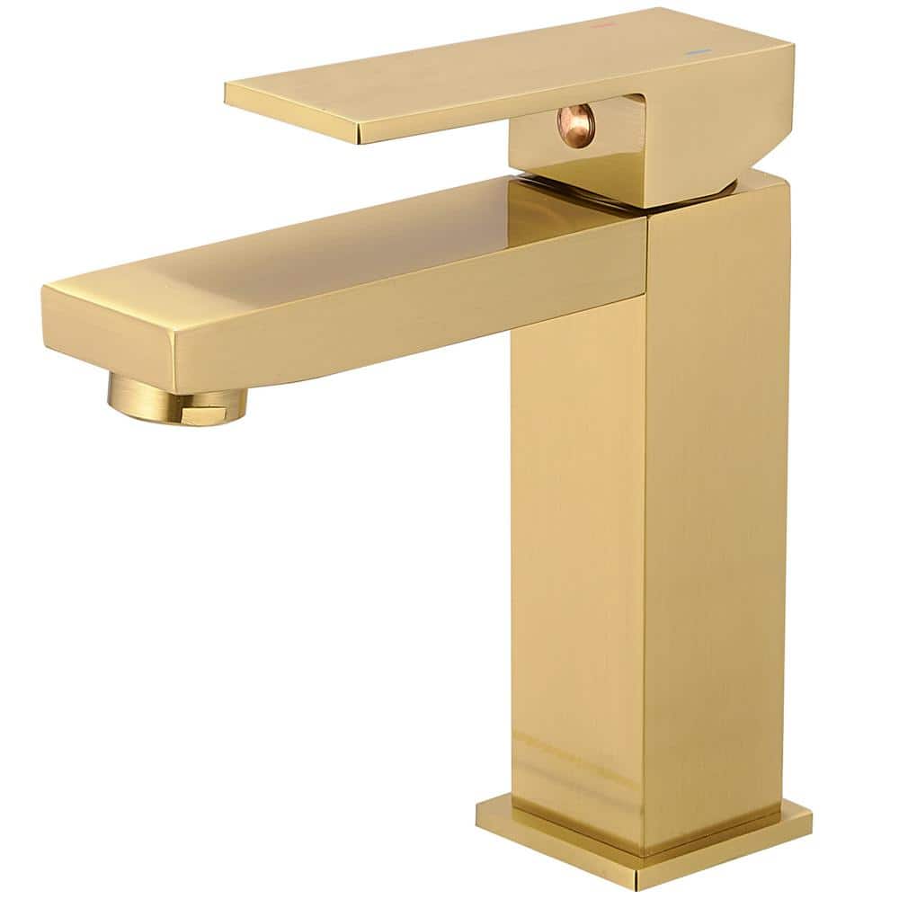 Brushed Gold Stainless Steel Single-Handle Bathroom Faucet