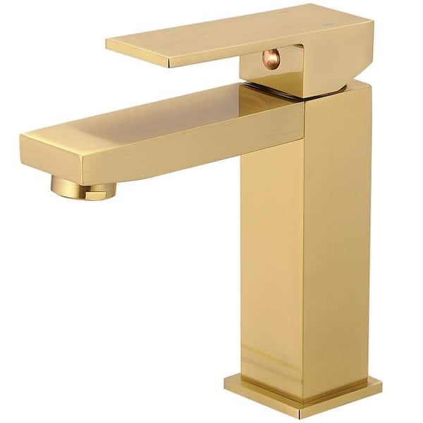BWE Single Hole Single-Handle Bathroom Faucet in Brushed Gold