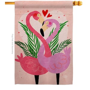 28 in. x 40 in. Flamingo Love Spring House Flag Double-Sided Decorative Vertical Flags