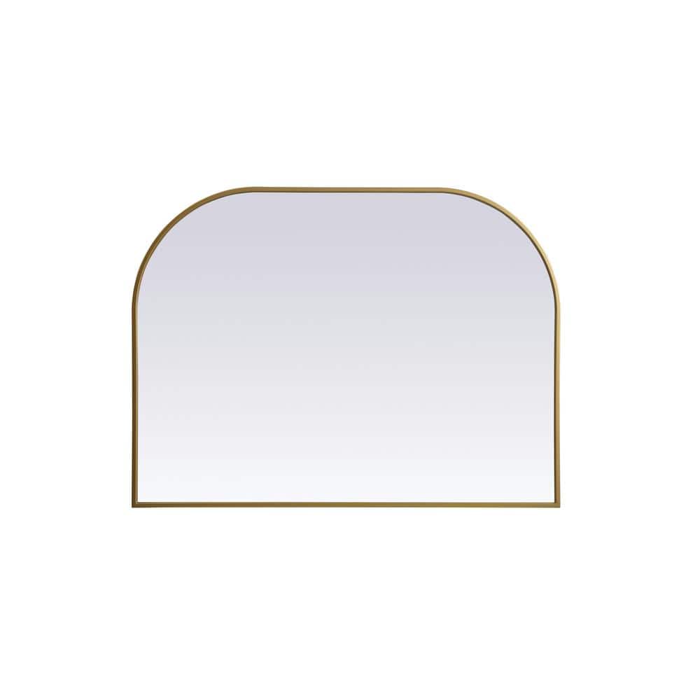 Simply Living 40 in. W x 30 in. H Arch Metal Framed Brass Mirror