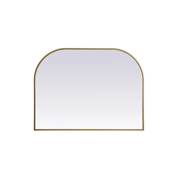 Unbranded Simply Living 40 in. W x 30 in. H Arch Metal Framed Brass Mirror
