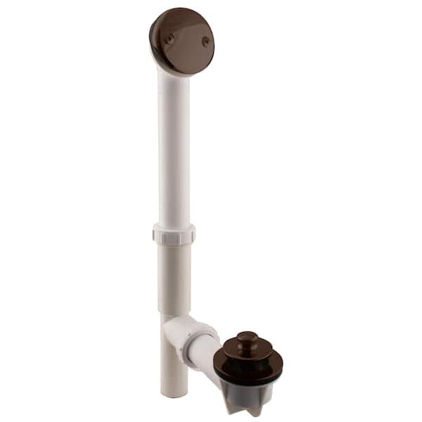 Westbrass White 1-1/2 in. Tubular Pull and Drain Bath Waste Drain Kit with 2-Hole Overflow Faceplate in Oil Rubbed Bronze