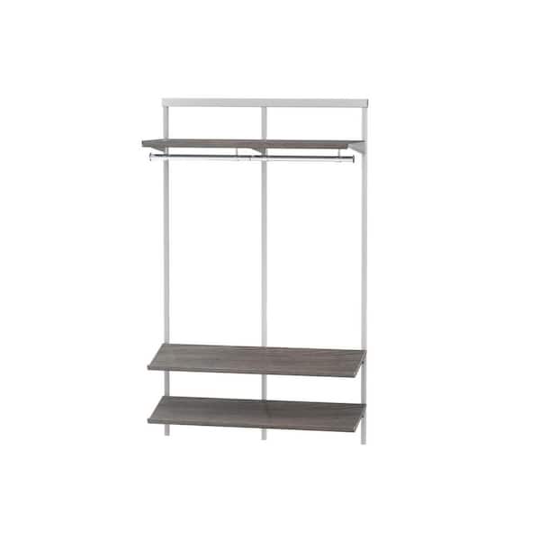 Everbilt Genevieve 6 ft. Gray Adjustable Closet Organizer Double Long Hanging Rod with Shoe Rack, 6 Shelves, and 2 Drawers