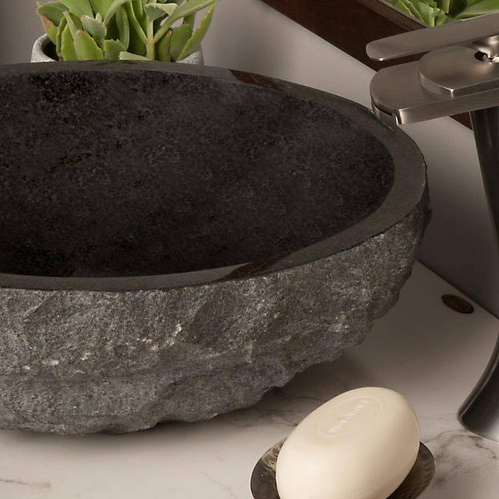 Round Black Granite Above-Counter Vessel Sink