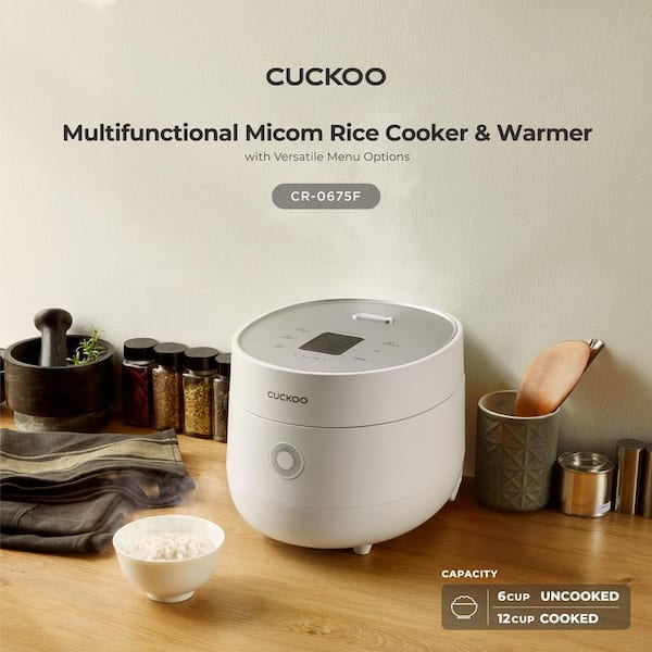 Cuckoo 6-Cup White Micom Rice Cooker 13-Menu Options CR-0675F - The Home  Depot