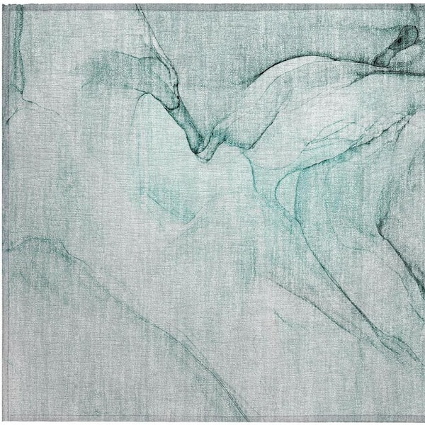 Teal 2 ft. x 3 ft. Abstract Indoor/Outdoor Area Rug