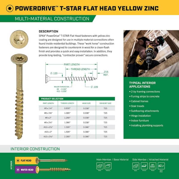 SPAX #8 x 2-1/2 in. PowerDrive Interior T25 T-Star Flat Head
