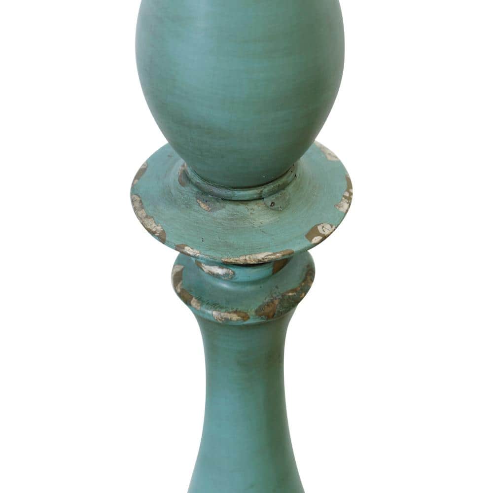 Elegant Distressed Blue Polyresin Floor Lamp with Taupe Shade
